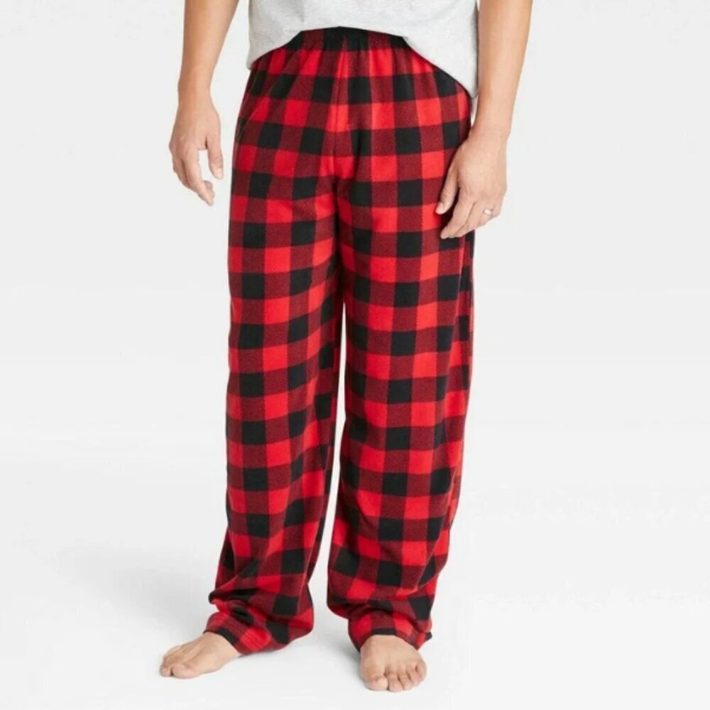 Wondershop Mens Fleece Lounge Pajamas Sz Small Buffalo Plaid Red Black Pajama